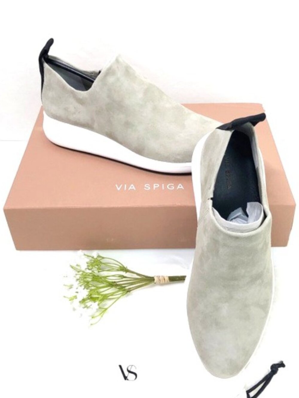 Via Spiga NEW Marlow slip-on taupe suede sneakers 39.5=US9